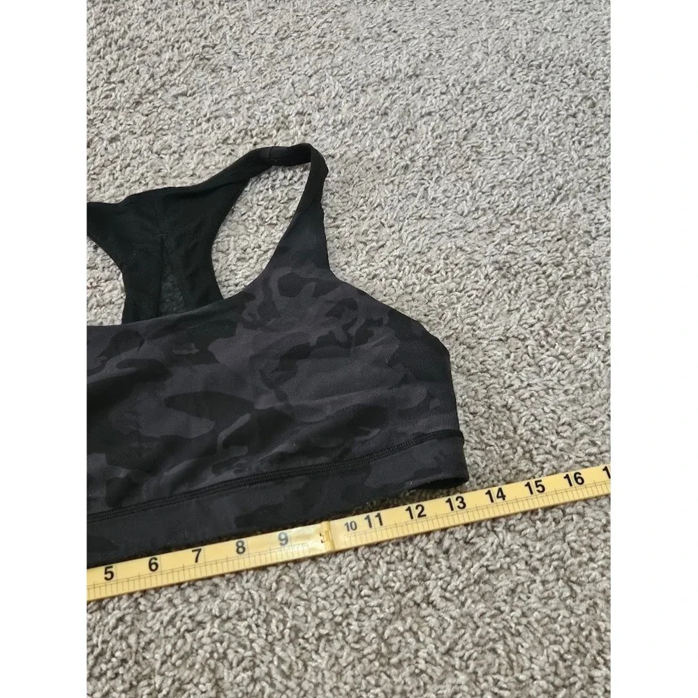 Lululemon Invigorate Sports Bra Black Camo Racerback Mesh Women Size 8